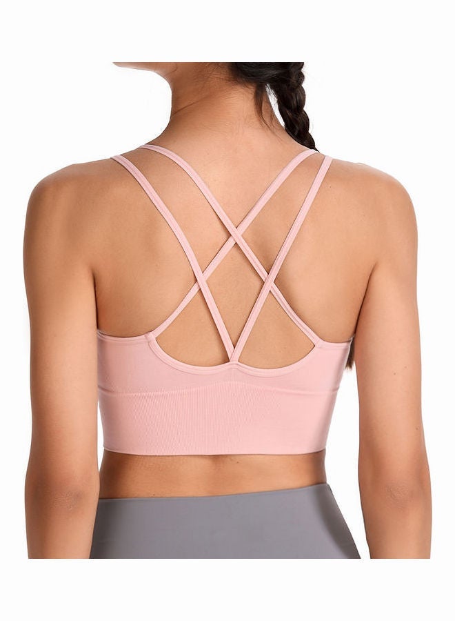 Loquat Quick-Drying Shockproof Back Cross Bralette Pink - Image 3
