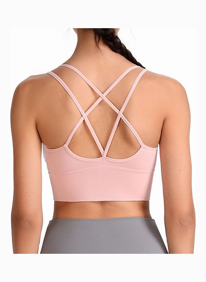 Loquat Quick-Drying Shockproof Back Cross Bralette Pink - Image 5
