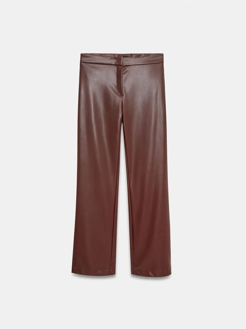 DILVIN Women's Faux Leather Flare Pants - Image 5