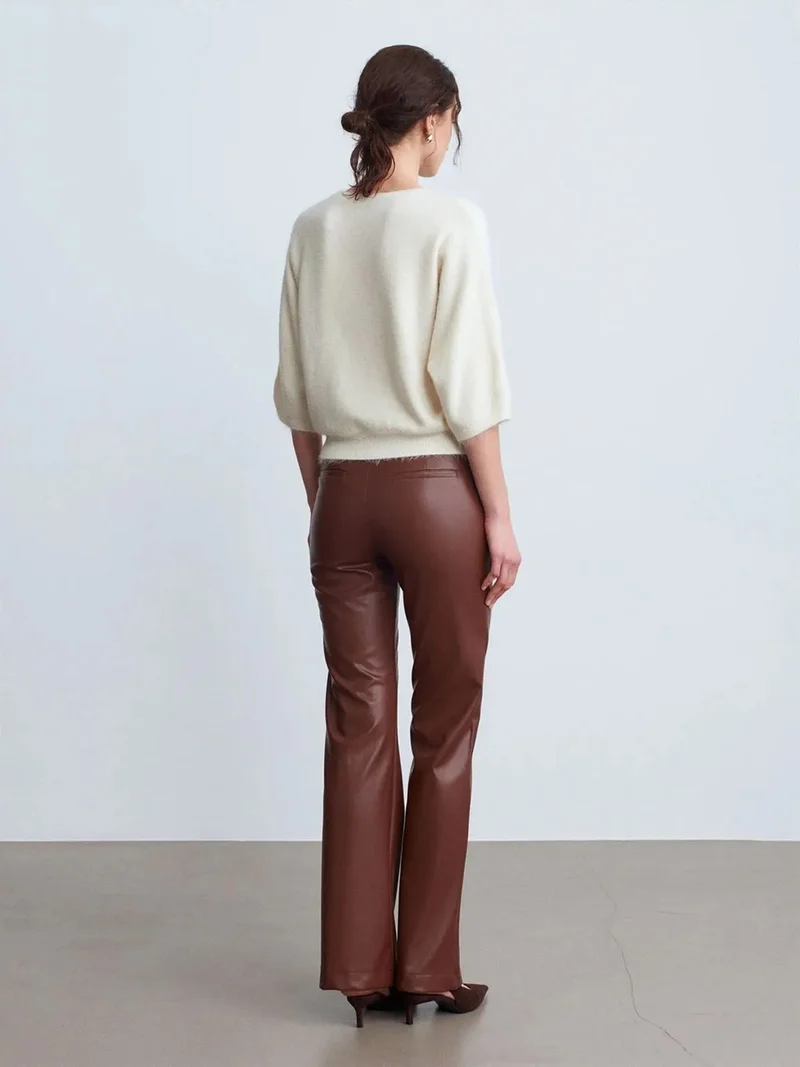 Dilvin Dilvin Women's Faux Leather Flare Pants
