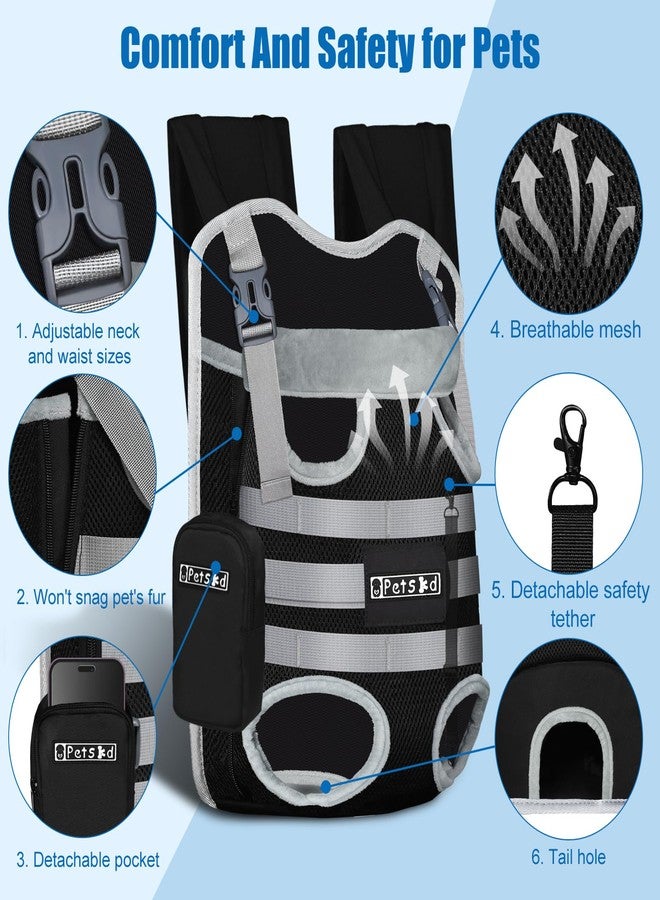 Petskd Dog Front Carrier Backpack for Small Pet with Adjustable Cross Shoulder Straps, Hands Free Puppy Legs Out Chest Carriers for Hiking, Cycling, Vet (Black, M) - Image 5