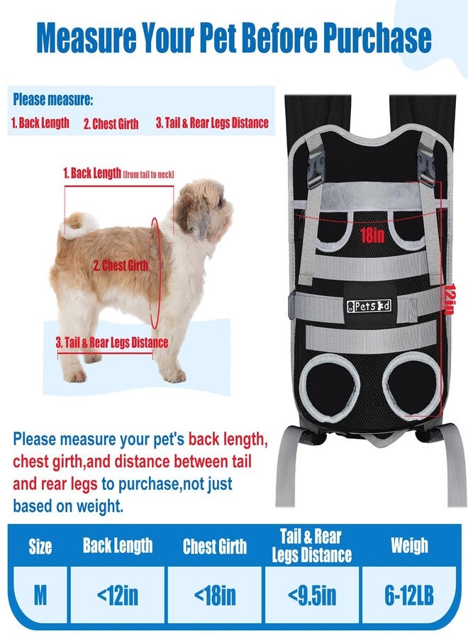 Petskd Dog Front Carrier Backpack for Small Pet with Adjustable Cross Shoulder Straps, Hands Free Puppy Legs Out Chest Carriers for Hiking, Cycling, Vet (Black, M) - Image 2
