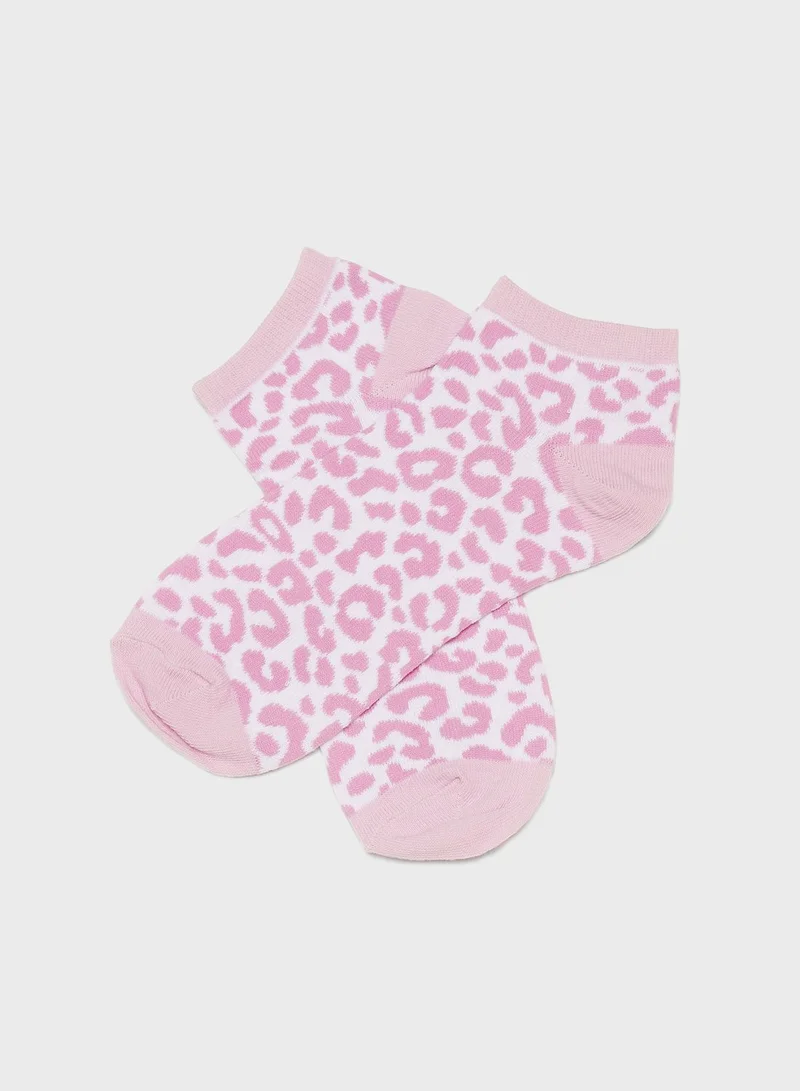 Ginger 3 Pack Jacquard Leopard Print Socks