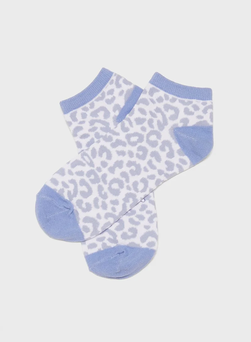 Ginger 3 Pack Jacquard Leopard Print Socks