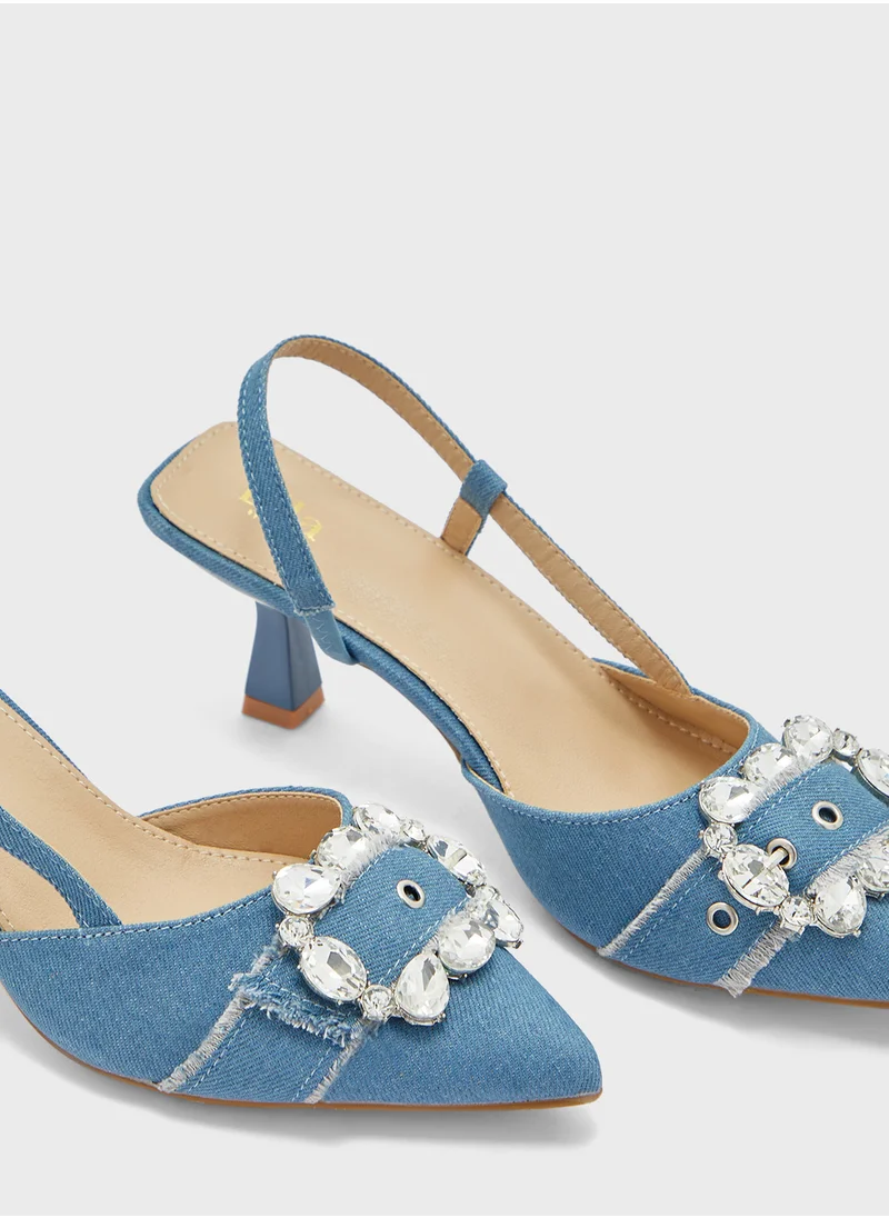 ELLA Embellish Buckle Sling Back Pump