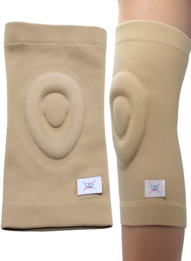 CRS Cross Gel Knee Pads for Ice Skating. 2 Gel Sleeve Knee Pad with Custom Padding for Cushion, Support and Protection of Kneecap / Patella for Figure Skating, Roller, Volleyball, Dance, and Cheer. (Small) - Image 1