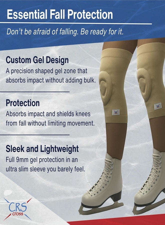 CRS Cross Gel Knee Pads for Ice Skating. 2 Gel Sleeve Knee Pad with Custom Padding for Cushion, Support and Protection of Kneecap / Patella for Figure Skating, Roller, Volleyball, Dance, and Cheer. (Small) - Image 2