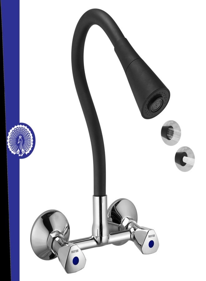 MAYUR ÖCICH Wall Mounted Brass Sink Mixer Tap for Kitchen Faucet with 360 Degree Dual Flow Flexible Swivel Spout Extension for Cold Water Tap (TRI-0704B) - Image 1