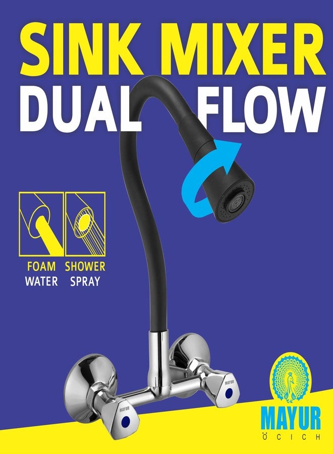 MAYUR ÖCICH Wall Mounted Brass Sink Mixer Tap for Kitchen Faucet with 360 Degree Dual Flow Flexible Swivel Spout Extension for Cold Water Tap (TRI-0704B) - Image 3