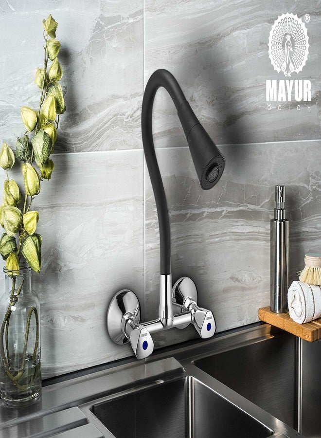 MAYUR ÖCICH Wall Mounted Brass Sink Mixer Tap for Kitchen Faucet with 360 Degree Dual Flow Flexible Swivel Spout Extension for Cold Water Tap (TRI-0704B) - Image 2