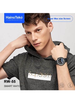 Haino Teko Haino Teko RW 55 Smart Watch With Super Max Curved AMOLED Display 3 Pair Straps and Charging Cable For Men Black  - Image 4