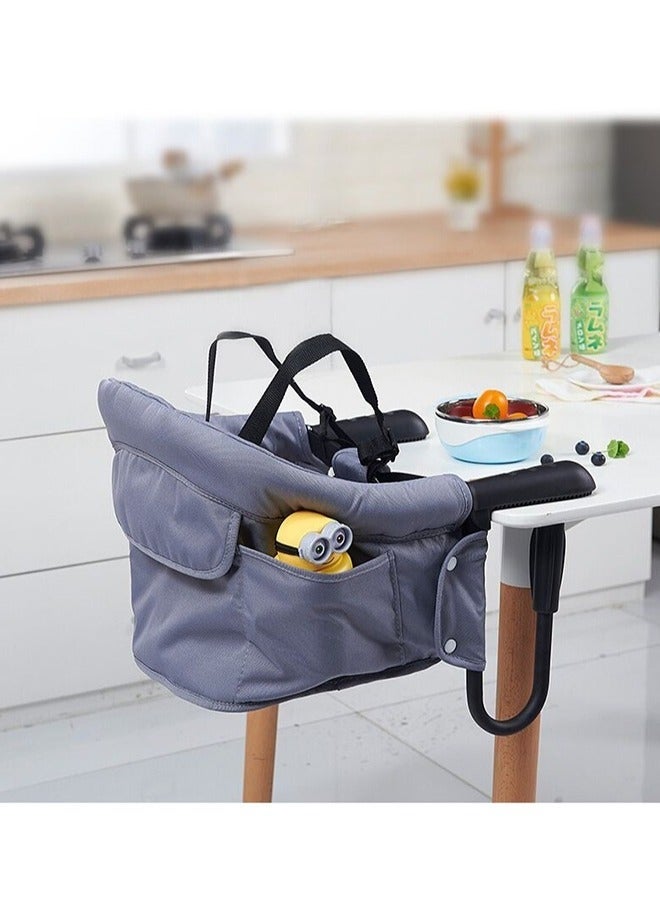 Bukela Hook On High Chair,  Portable Baby High Chair Travel Eating Multifunctional Foldable Baby Dining Chair with The Hook,Fast Table Chair, 3-Point Safety Harness, Removable Seat for Home and Travel（Grey） - Image 4