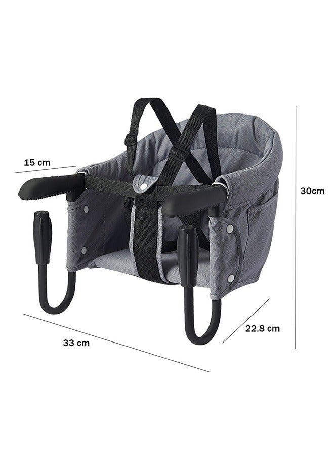 Bukela Hook On High Chair,  Portable Baby High Chair Travel Eating Multifunctional Foldable Baby Dining Chair with The Hook,Fast Table Chair, 3-Point Safety Harness, Removable Seat for Home and Travel（Grey） - Image 3