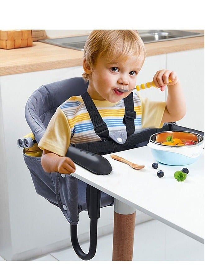 Bukela Hook On High Chair,  Portable Baby High Chair Travel Eating Multifunctional Foldable Baby Dining Chair with The Hook,Fast Table Chair, 3-Point Safety Harness, Removable Seat for Home and Travel（Grey） - Image 1