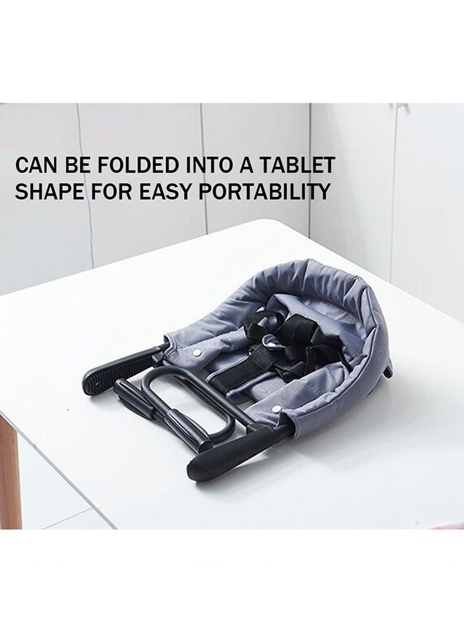 Bukela Hook On High Chair,  Portable Baby High Chair Travel Eating Multifunctional Foldable Baby Dining Chair with The Hook,Fast Table Chair, 3-Point Safety Harness, Removable Seat for Home and Travel（Grey） - Image 5