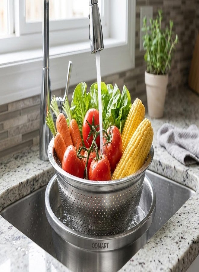 ODMART Stainless Steel 3-in-1 Kitchen Bowl Set with Grater Plate & Colander – Multi Purpose Food Prep Bowl for Washing Rice, Draining Vegetables, and Kitchen Preparation - Image 4