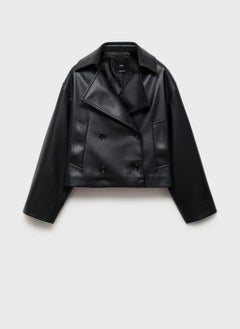 MANGO Leather-Effect Cropped Jacket  - Image 5