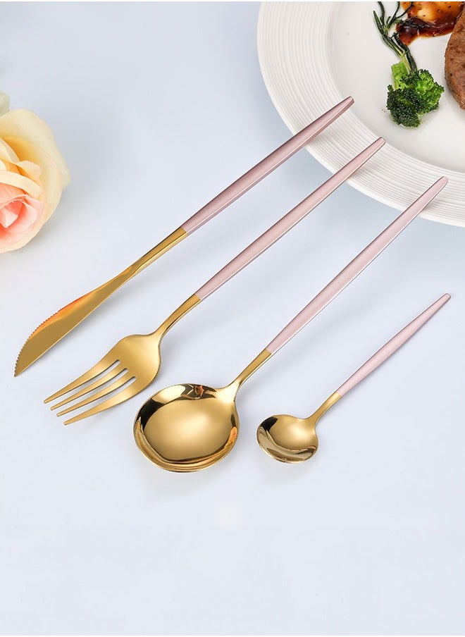 XIANGYU - 24pcs Minimalist Metal Stainless Steel Wedding Party Wedding Supplies Knife Folk Spoon Forks Dinnerware Set - Image 1