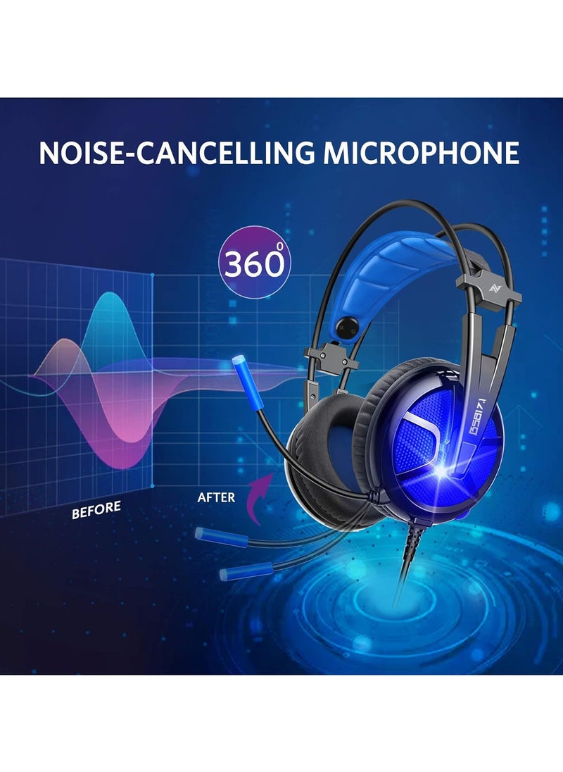 ABKONCORE ABKONCORE B58ABKONCORE B581 USB Gaming Headset with 7.1 Surround Sound, PC Headset with Noise Cancelling Microphone, LED Light Headphones for PC, Laptop  - Image 4