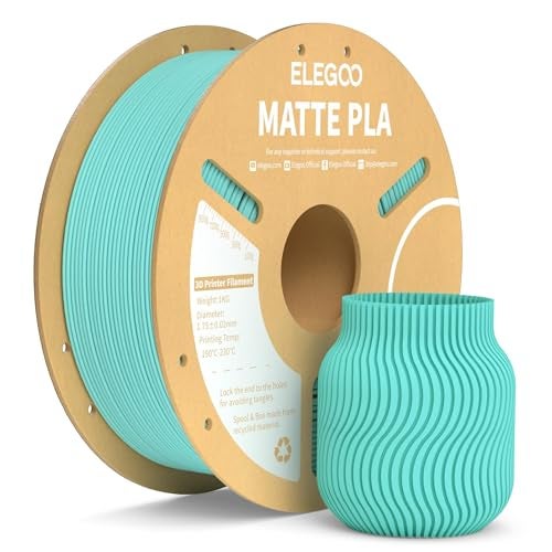 ELEGOO Matte PLA Filament Teal Green 1KG, 1.75mm 3D Printer Filament Dimensional Accuracy +/- 0.02mm, 1kg Carboard Spool (2.2lbs) Fits for Most FDM 3D Printers - Image 1