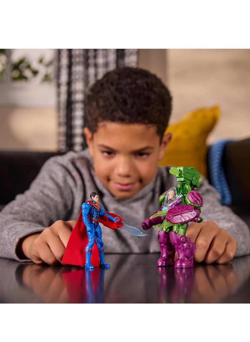 DC - DC Metal Force Team Up Brainiac And Lex Luthor VS Batman And Superman Action Figures - Image 1