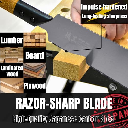 KAKURI Japanese Pull Saw 8.2" for Woodworking - Ryoba Double Edge Hand Saw for Rip & Crosscut - Non-Slip Cork Handle - Made in JAPAN - Image 3
