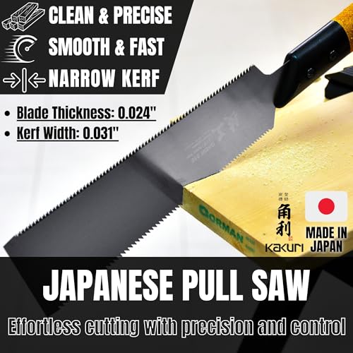 KAKURI Japanese Pull Saw 8.2" for Woodworking - Ryoba Double Edge Hand Saw for Rip & Crosscut - Non-Slip Cork Handle - Made in JAPAN - Image 2