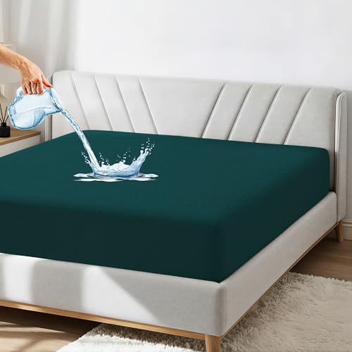 GADDA CO Cotton Mattress Protector | Waterproof, Ultra Soft & Breathable Fitted Bed Cover | Hypoallergenic, 6x5 Feet (72x60 Inch), Peacock, Pack of 1 - Image 1