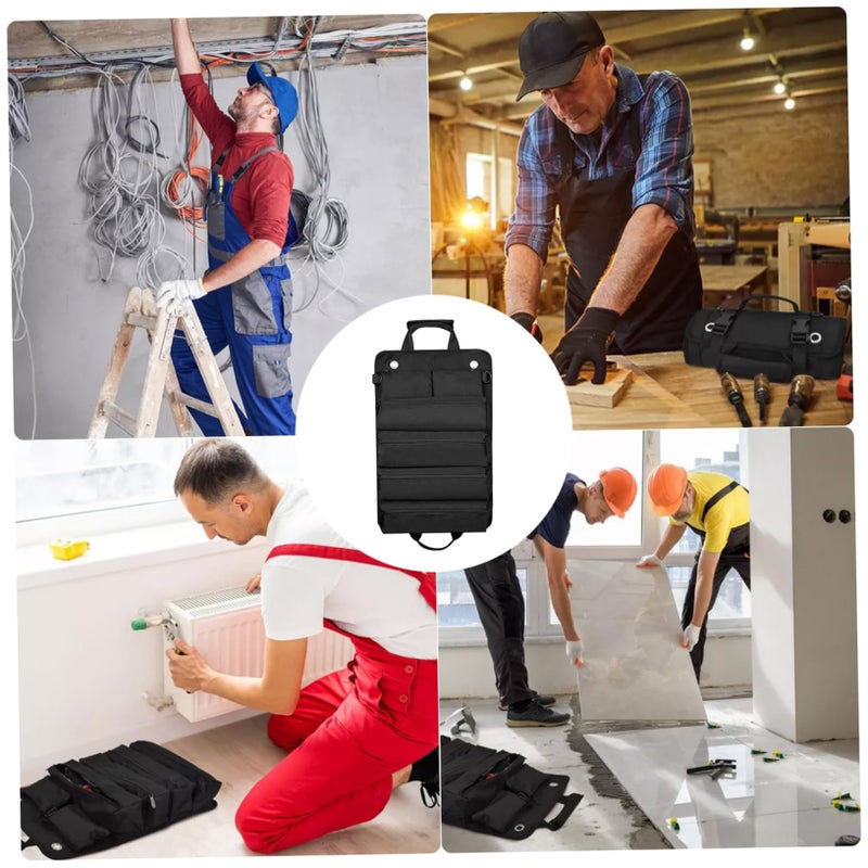 Large Portable Roll Tool Bag For Mechanics And Electricians With Multiple Compartments Oxford Material - Image 5