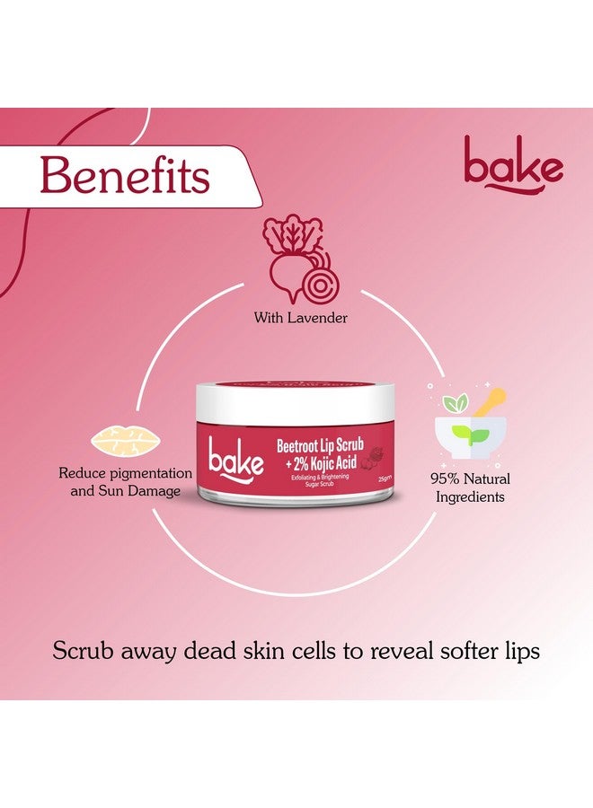 BAKE 2% Kojic Acid Beetroot Lip Scrub for Dark Pigmented Lips with Sugar Granules for Dry & Pink Lips, For Men & Women - 25g - Image 4
