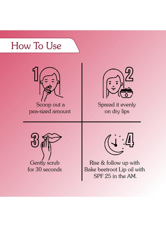 BAKE 2% Kojic Acid Beetroot Lip Scrub for Dark Pigmented Lips with Sugar Granules for Dry & Pink Lips, For Men & Women - 25g - Image 5