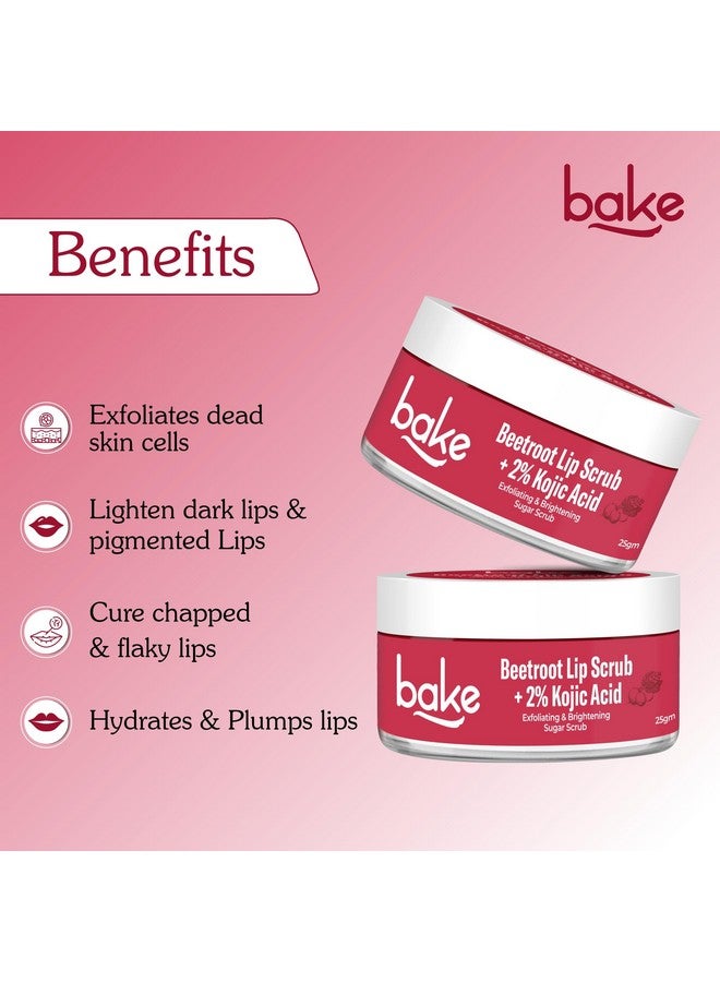 BAKE 2% Kojic Acid Beetroot Lip Scrub for Dark Pigmented Lips with Sugar Granules for Dry & Pink Lips, For Men & Women - 25g - Image 2