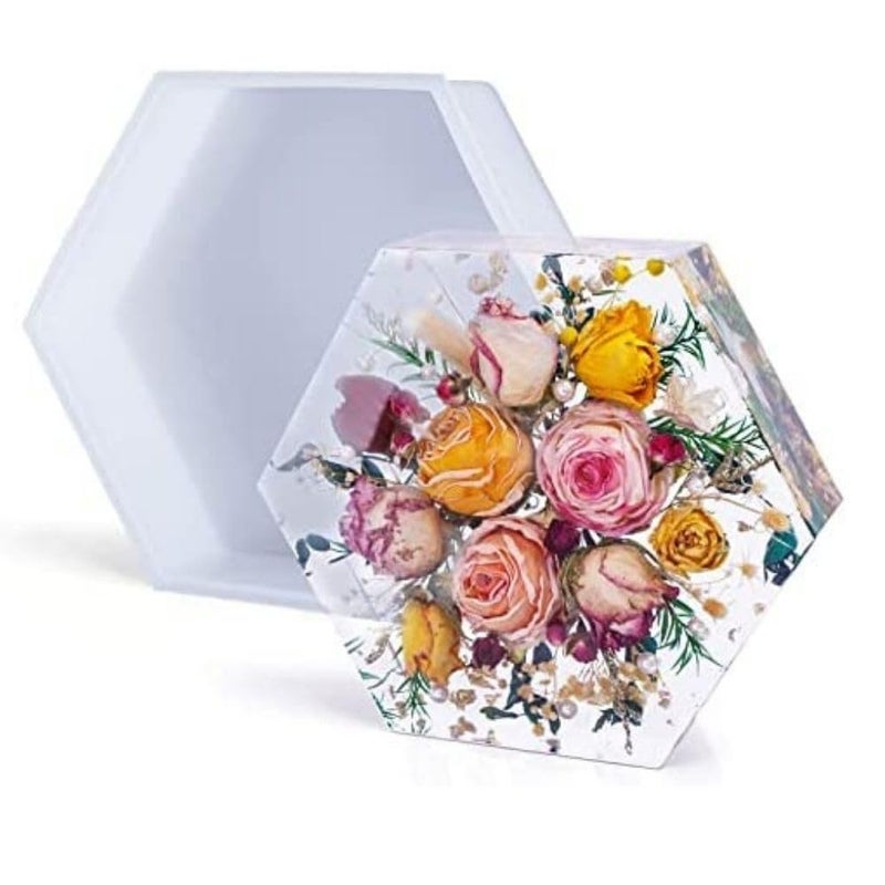 Snoogg SNOOGG Hexa deep Mold Pack of 1 Size 8 Inch Molds for Silicone Epoxy Resin Deep Hexagon Casting Mold for Flower Preservation Bookends DIY Art  - Image 3