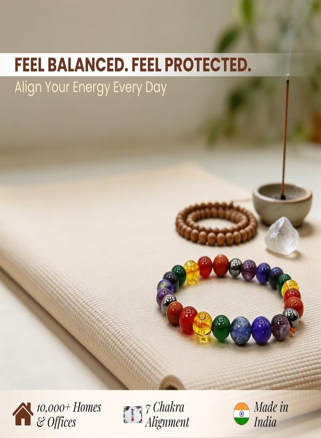 Plus Value 7 Chakra Bracelet For Men & Women Seven Chakra Stone Bracelet for Reiki Healing Numerology Natural Crystal Original Charged Activated Energized Beaded Bracelets (Beads Size 8mm) - Image 2