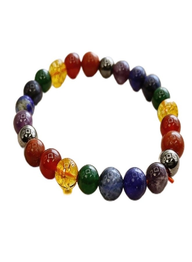 Plus Value 7 Chakra Bracelet For Men & Women Seven Chakra Stone Bracelet for Reiki Healing Numerology Natural Crystal Original Charged Activated Energized Beaded Bracelets (Beads Size 8mm) - Image 1