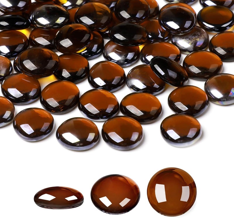 Suream Glass Rocks for Vases, 1 LB Dark Amber Marbles for Centerpieces, Glass Pebbles Marbles for Vases Fillers Fish Tank Aquarium Table Scatters DIY Crafts - Image 1