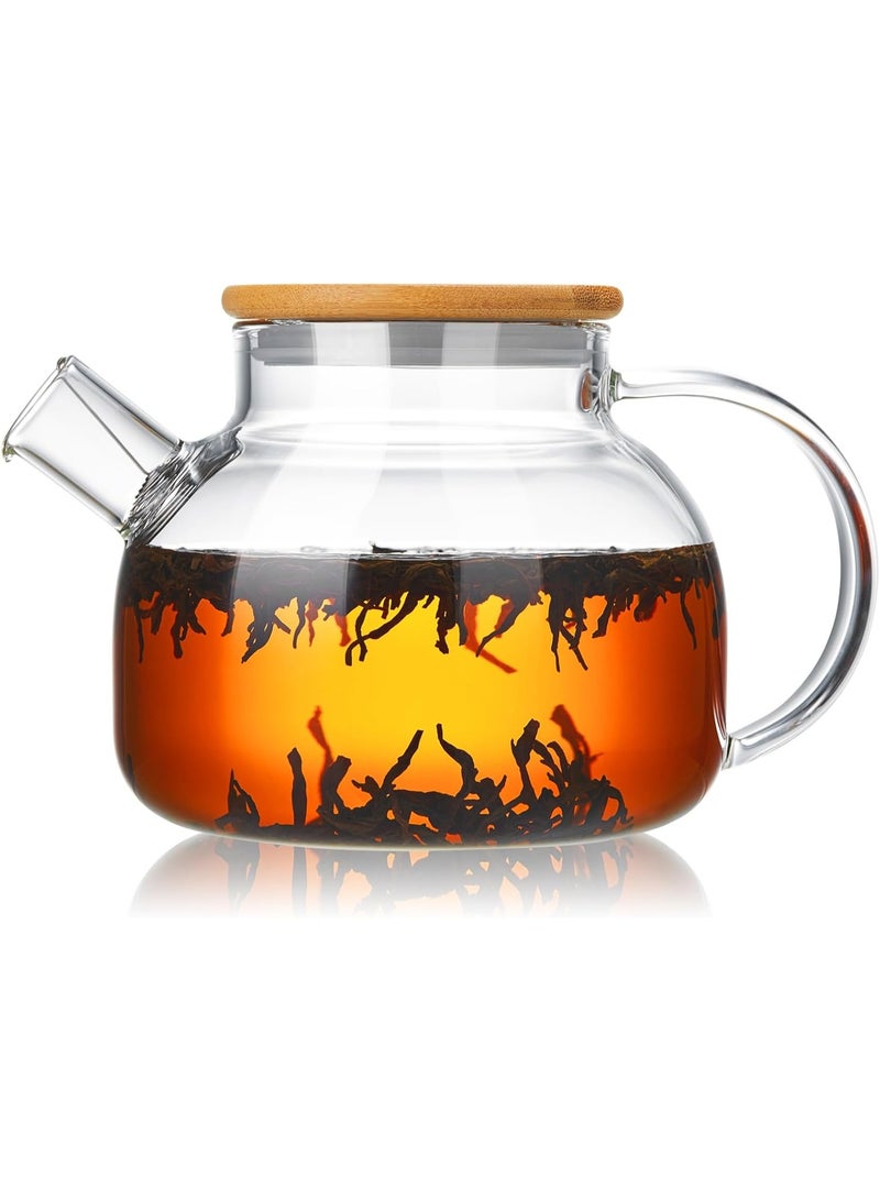 Generic 1000ml Heat-Resistant Clear Glass Teapot – Elegantly Designed Teapot with Wooden Lid – Suitable for preparing tea, herbal infusions, and hot and cold beverages – Home and Office Use - Image 1