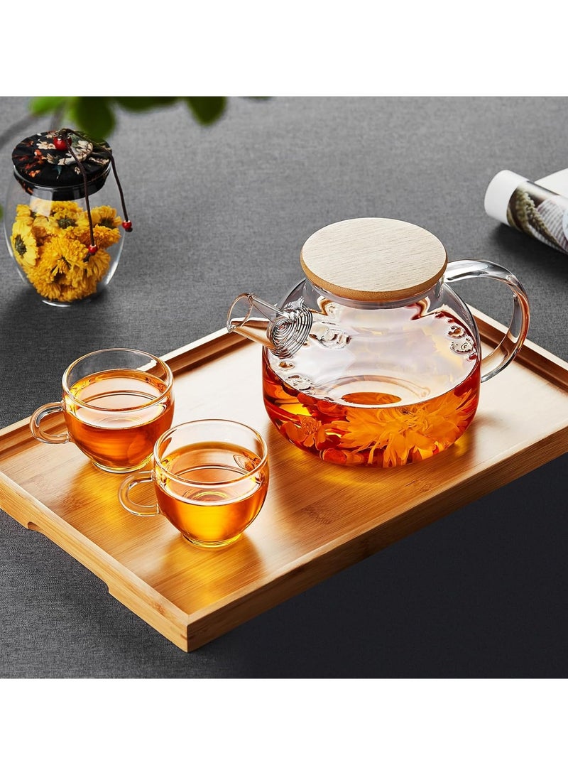 Generic 1000ml Heat-Resistant Clear Glass Teapot – Elegantly Designed Teapot with Wooden Lid – Suitable for preparing tea, herbal infusions, and hot and cold beverages – Home and Office Use - Image 2