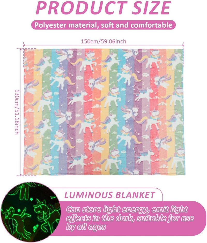 windforgecraft Glow in The Dark Blanket Soft Blanket Cute Throw Blanket Colorful Kids Throw Luminous Blanket Bedding Blanket Glow in The Dark Animal Throw Blanket Blanket for Kids Boys Girls Teens(Style 1) - Image 2
