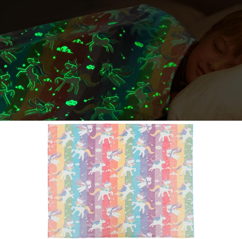 windforgecraft Glow in The Dark Blanket Soft Blanket Cute Throw Blanket Colorful Kids Throw Luminous Blanket Bedding Blanket Glow in The Dark Animal Throw Blanket Blanket for Kids Boys Girls Teens(Style 1) - Image 1
