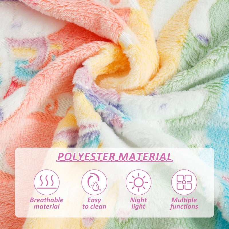 windforgecraft Glow in The Dark Blanket Soft Blanket Cute Throw Blanket Colorful Kids Throw Luminous Blanket Bedding Blanket Glow in The Dark Animal Throw Blanket Blanket for Kids Boys Girls Teens(Style 1) - Image 3