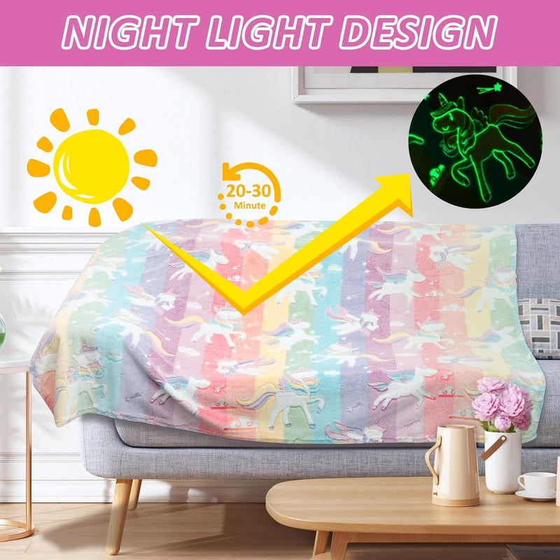 windforgecraft Glow in The Dark Blanket Soft Blanket Cute Throw Blanket Colorful Kids Throw Luminous Blanket Bedding Blanket Glow in The Dark Animal Throw Blanket Blanket for Kids Boys Girls Teens(Style 1) - Image 4