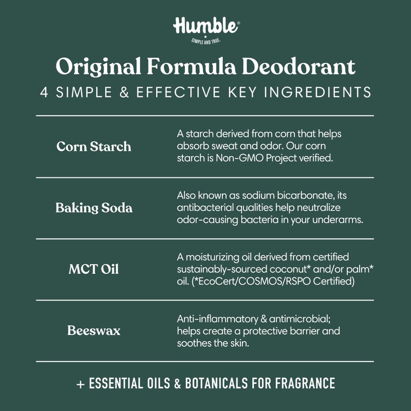 HUMBLE SIMPLE AND TRUE. HUMBLE BRANDS Original Formula Aluminum-free Deodorant. Long Lasting Odor Control with Baking Soda and Essential Oils, Black Spruce, Full & Travel Pack - Image 5