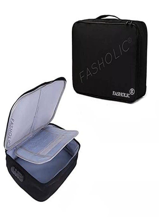 FASHOLIC Polyester Document Bag Waterproof 2-Layer Portfolio Storage Bag With Password Lock, A4 Letter Size Portable Document Organizer - Image 3