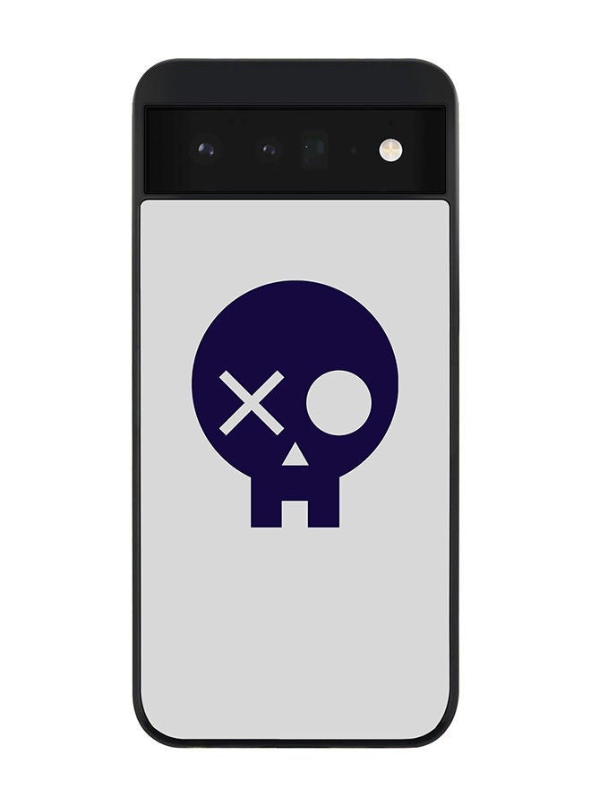 Stylizedd Rugged Black edge case for Google Pixel 6 5G Slim fit Soft Case Flexible Rubber Edges Anti Drop TPU Gel Thin Cover - Skull Patch  - Image 1