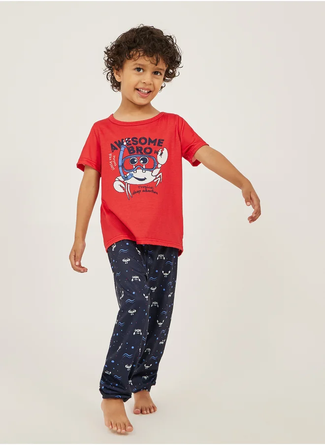Styli Styli Printed Short Sleeve T-Shirt and Jogger Pyjama Set