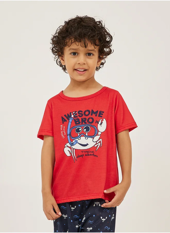 Styli Styli Printed Short Sleeve T-Shirt and Jogger Pyjama Set