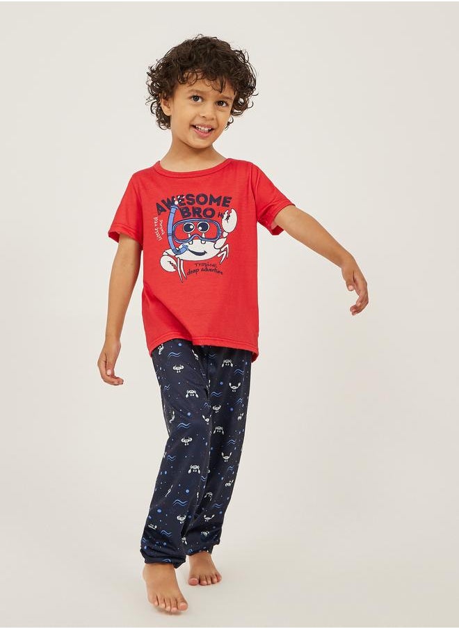 Styli Styli Printed Short Sleeve T-Shirt and Jogger Pyjama Set  - Image 1