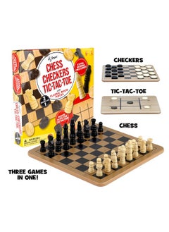 Regal Games Regal Games - Reversible Wooden Board for Chess, Checkers & Tic-Tac-Toe - 24 Interlocking Wooden Checkers and 32 Standard Chess Pieces - for Age 8 to Adult for Family Fun  - Image 3