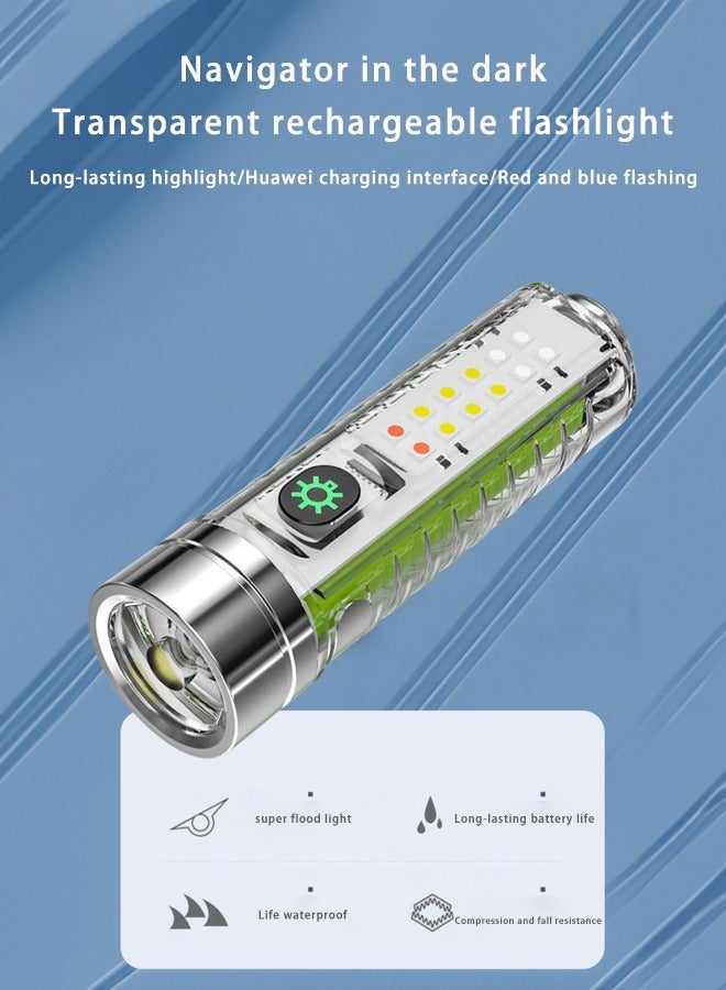 مصباح يدوي LED مع مشبك، ضوء صغير على شكل قلم، ضوء فلاش متعدد الوظائف بألوان الأحمر والأزرق، مصباح محمول جيب للاستخدام اليومي، للمشي في الطبيعة، والتخييم، والتنزه - Image 5